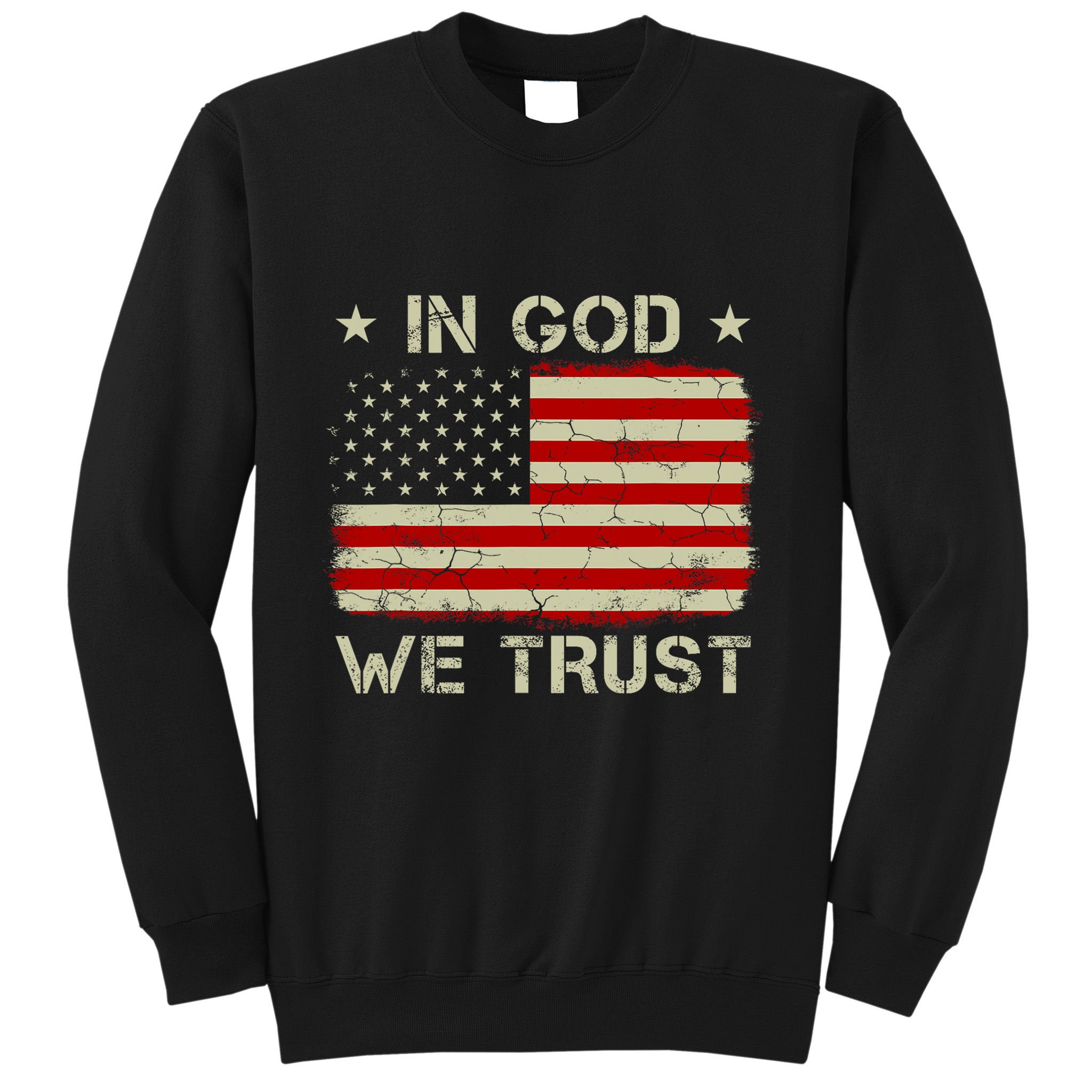 Vintage Old American Flag In God We Trust Christian Sweatshirt