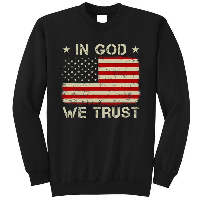 Vintage Old American Flag In God We Trust Christian Sweatshirt