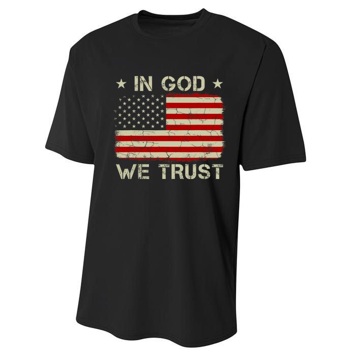 Vintage Old American Flag In God We Trust Christian Performance Sprint T-Shirt