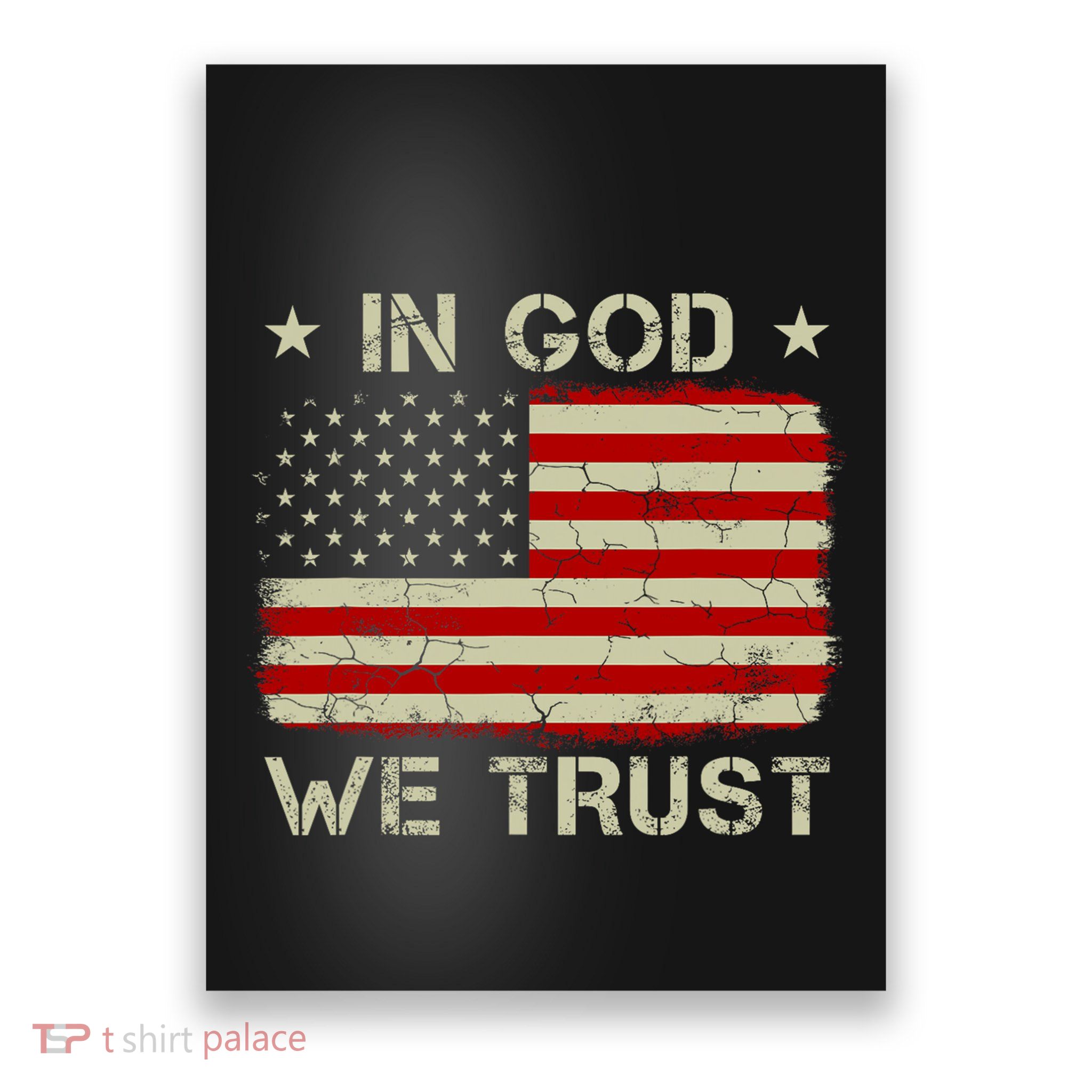 Vintage Old American Flag In God We Trust Christian Poster