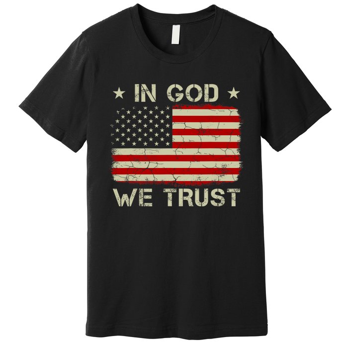 Vintage Old American Flag In God We Trust Christian Premium T-Shirt