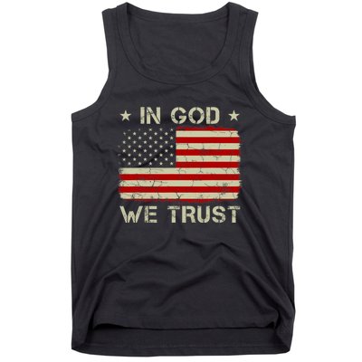 Vintage Old American Flag In God We Trust Christian Tank Top