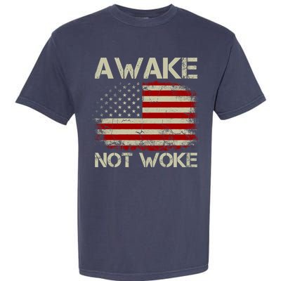 Vintage Old American Flag Awake Not Woke Garment-Dyed Heavyweight T-Shirt