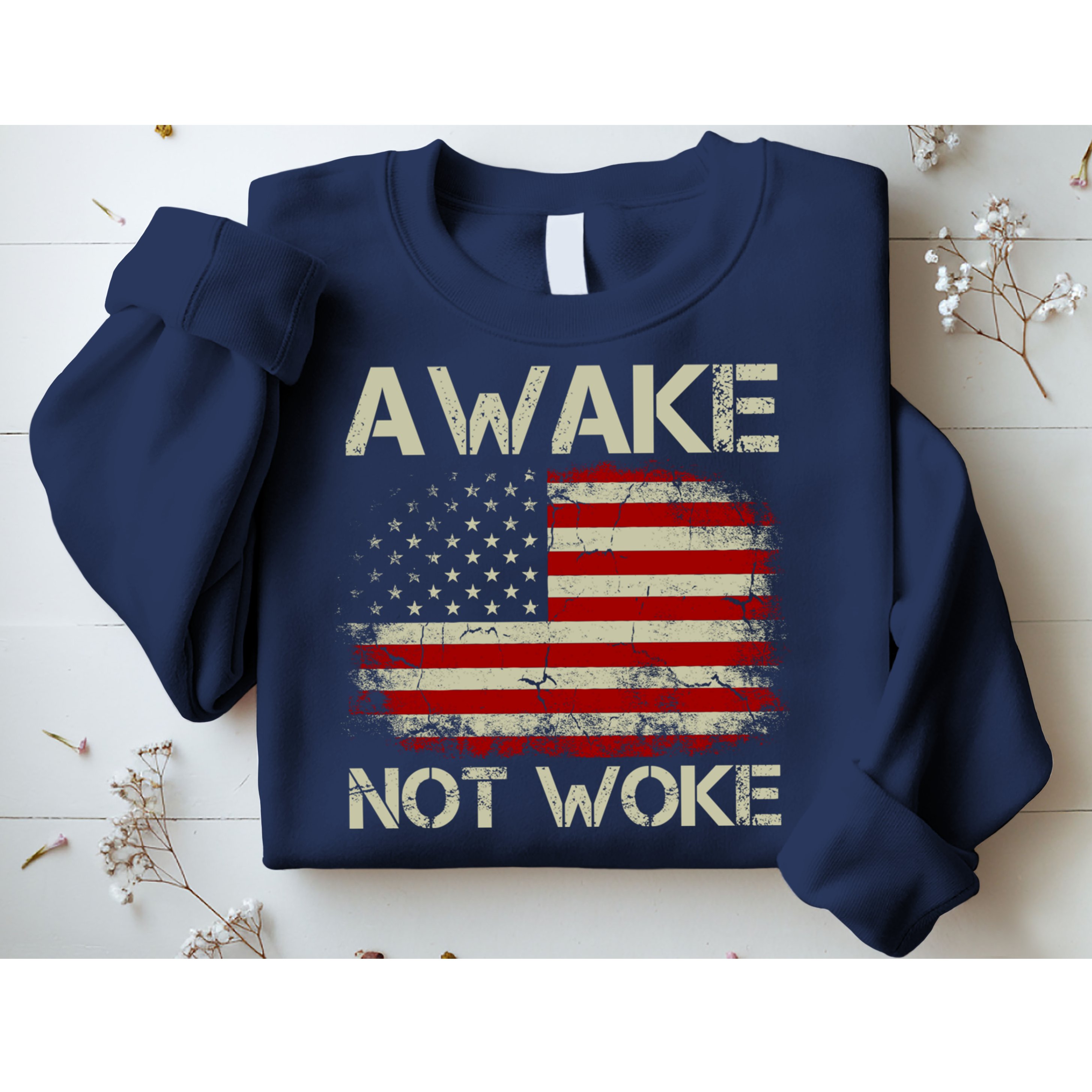 Vintage Old American Flag Awake Not Woke Sweatshirt