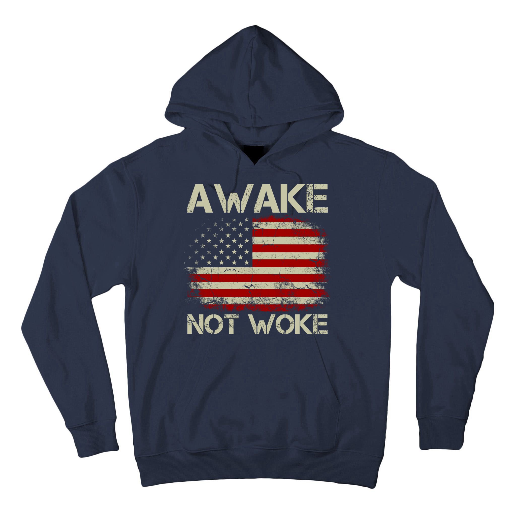 Vintage Old American Flag Awake Not Woke Tall Hoodie