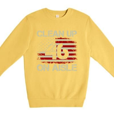 Vintage Old American Flag Patriotic Clean Up On Aisle 46 Gift Premium Crewneck Sweatshirt