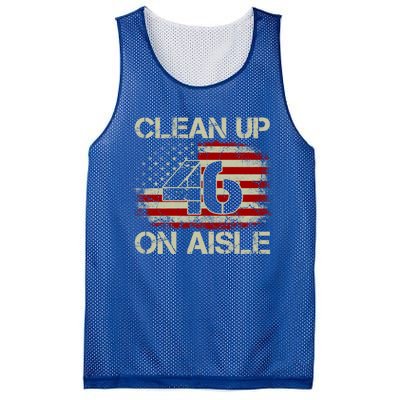 Vintage Old American Flag Patriotic Clean Up On Aisle 46 Gift Mesh Reversible Basketball Jersey Tank