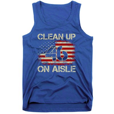 Vintage Old American Flag Patriotic Clean Up On Aisle 46 Gift Tank Top