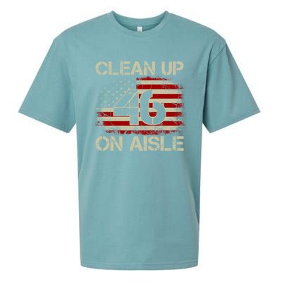 Vintage Old American Flag Patriotic Clean Up On Aisle 46 Gift Sueded Cloud Jersey T-Shirt