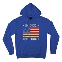 Vintage Old American Flag In God We Trust Gift Christian Gift Hoodie