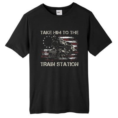 Vintage Old American Flag Take Him To The Train Station Tall Fusion ChromaSoft Performance T-Shirt