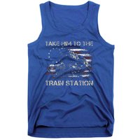 Vintage Old American Flag Take Him To The Train Station Tank Top