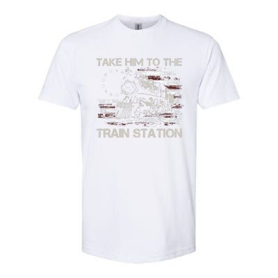 Vintage Old American Flag Take Him To The Train Station Softstyle CVC T-Shirt