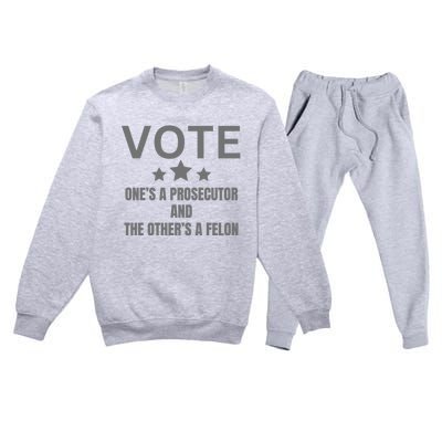 Vote Ones A Prosecutor And The Others A Felon Premium Crewneck Sweatsuit Set