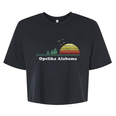 Vintage Opelika Alabama Sunset Souvenir Print Bella+Canvas Jersey Crop Tee