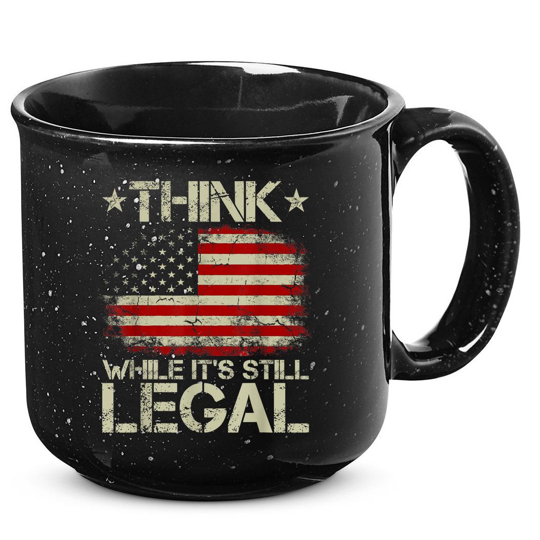 Vintage Old American Flag Think While It's Still Legal 15oz Campfire Ceramic Mug