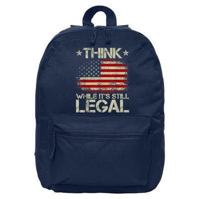 Vintage Old American Flag Think While It's Still Legal 16 in Basic Backpack