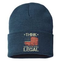 Vintage Old American Flag Think While It's Still Legal Sustainable Knit Beanie