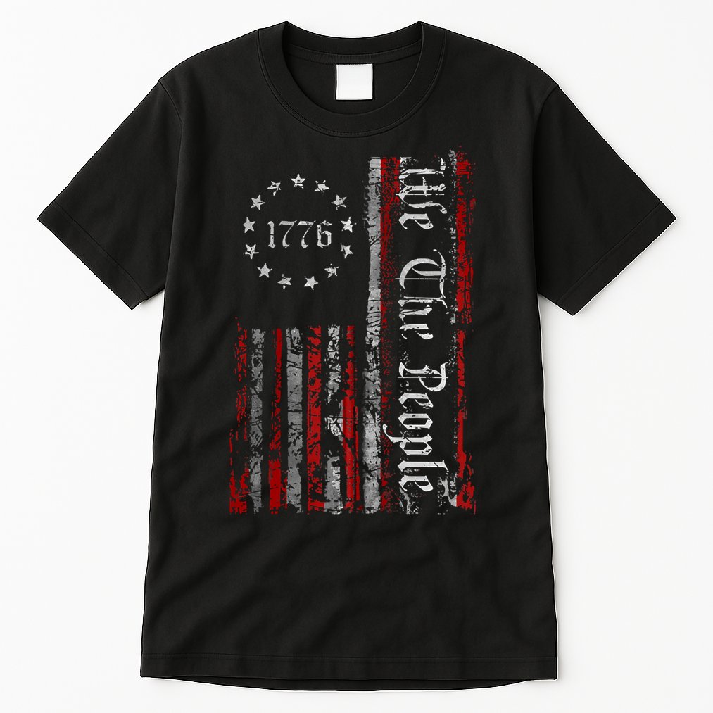 Vintage Old American Flag Patriotic 1776 We The People USA Tall T-Shirt