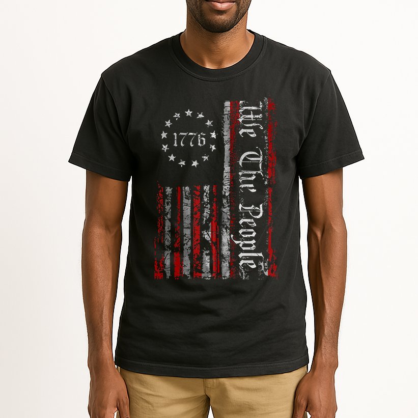 Vintage Old American Flag Patriotic 1776 We The People USA Tall T-Shirt