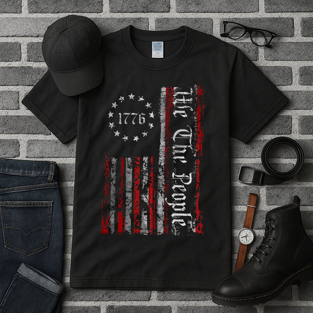 Vintage Old American Flag Patriotic 1776 We The People USA Tall T-Shirt