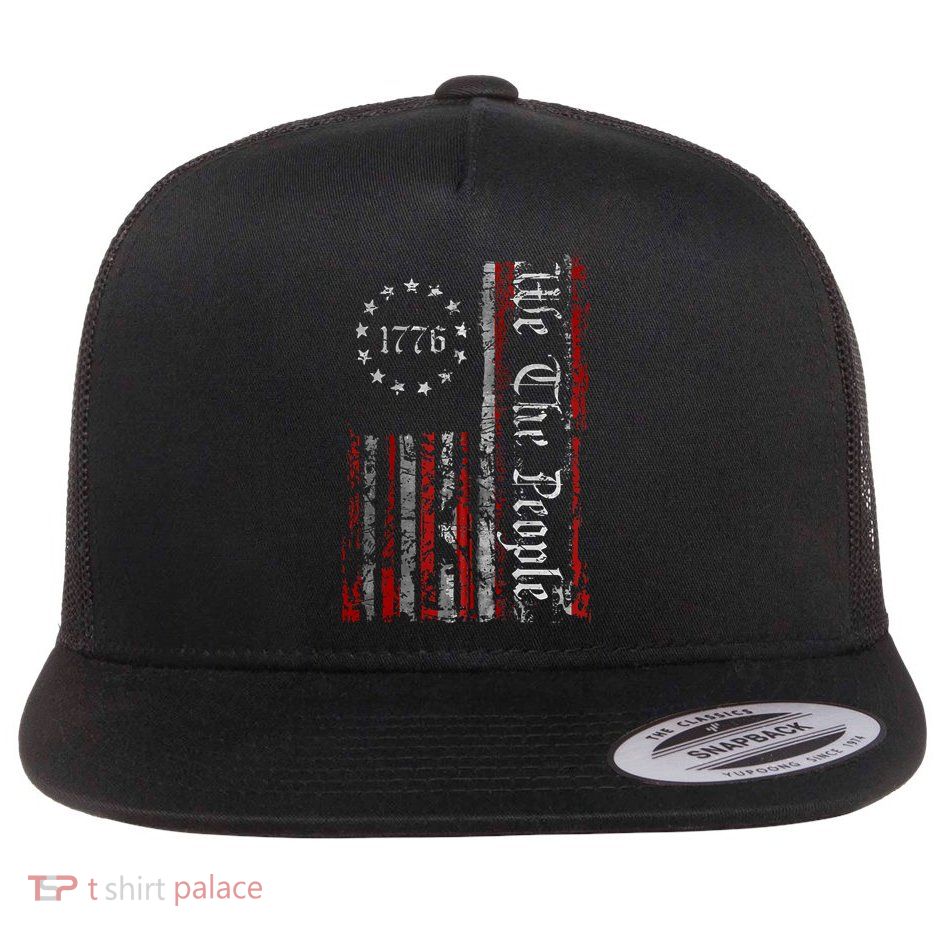 Vintage Old American Flag Patriotic 1776 We The People USA Flatbill Hat