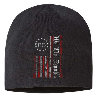 Vintage Old American Flag Patriotic 1776 We The People USA Sustainable Beanie