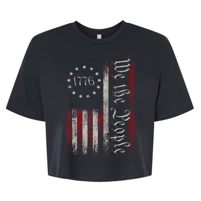 Vintage Old American Flag Patriotic 1776 We The People USA Bella+Canvas Jersey Crop Tee