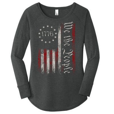 Vintage Old American Flag Patriotic 1776 We The People USA Women's Perfect Tri Tunic Long Sleeve Shirt