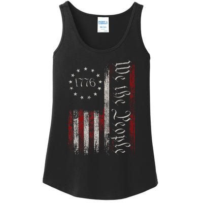 Vintage Old American Flag Patriotic 1776 We The People USA Ladies Essential Tank