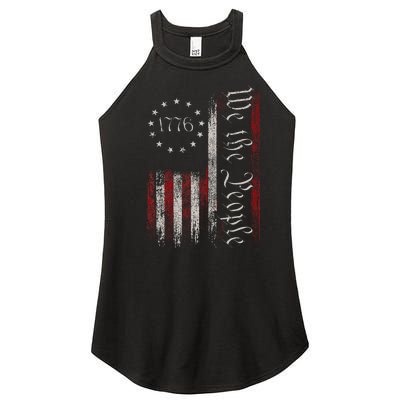 Vintage Old American Flag Patriotic 1776 We The People USA Women's Perfect Tri Rocker Tank