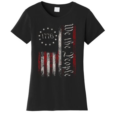 Vintage Old American Flag Patriotic 1776 We The People USA Women's T-Shirt