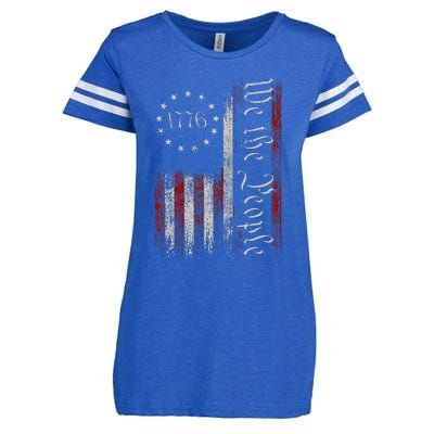 Vintage Old American Flag Patriotic 1776 We The People USA Enza Ladies Jersey Football T-Shirt