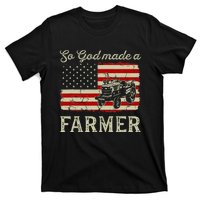 Vintage Old American Flag Patriotic So God Made A Farmer T-Shirt