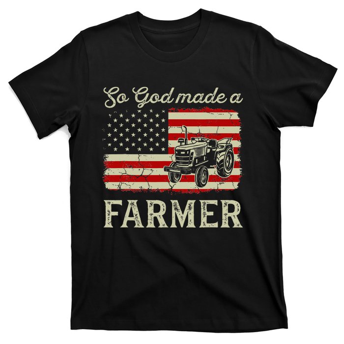 Vintage Old American Flag Patriotic So God Made A Farmer T-Shirt