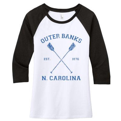 Vintage Outer Banks North Carolina Vacation Women's Tri-Blend 3/4-Sleeve Raglan Shirt