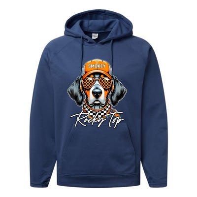 Vintage Orange Blooded Tennessee Dog Lover Rocky Top Outfit Performance Fleece Hoodie