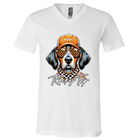 Vintage Orange Blooded Tennessee Dog Lover Rocky Top Outfit V-Neck T-Shirt