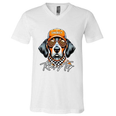 Vintage Orange Blooded Tennessee Dog Lover Rocky Top Outfit V-Neck T-Shirt