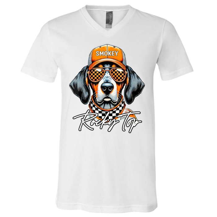 Vintage Orange Blooded Tennessee Dog Lover Rocky Top Outfit V-Neck T-Shirt