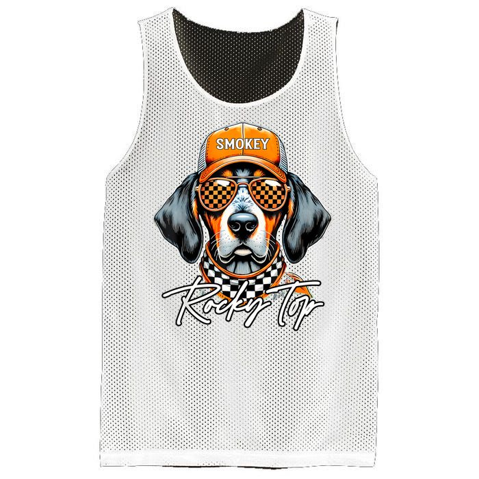 Vintage Orange Blooded Tennessee Dog Lover Rocky Top Outfit Mesh Reversible Basketball Jersey Tank