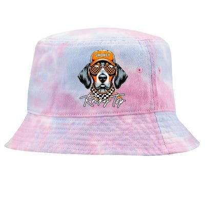 Vintage Orange Blooded Tennessee Dog Lover Rocky Top Outfit Tie-Dyed Bucket Hat