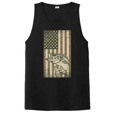 Vintage Outdoor Big Bass Fish Camouflage USA Fisherman Flag PosiCharge Competitor Tank