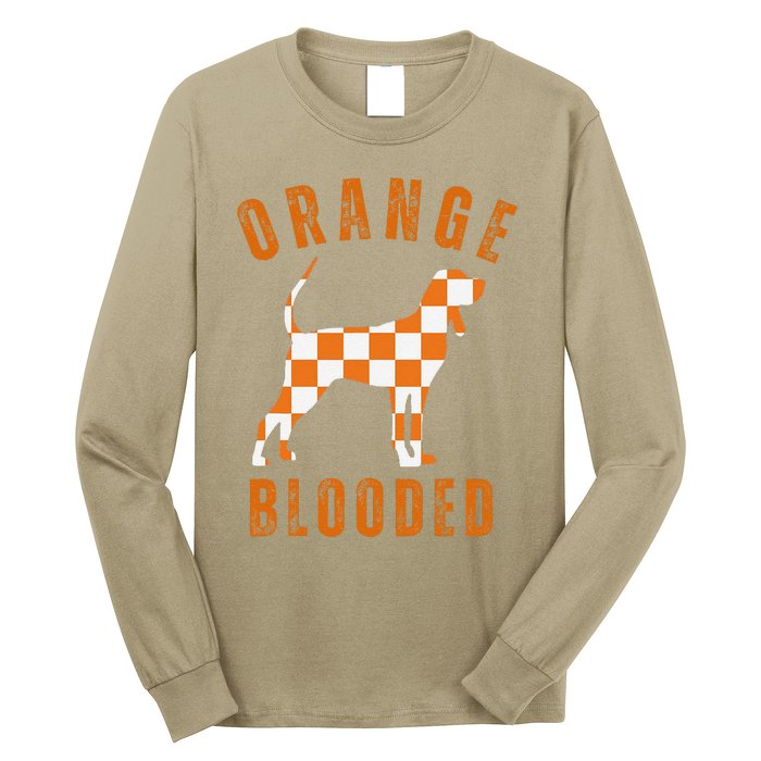 Vintage Orange Blooded Tennessee Dog Lover Tn Outfit Long Sleeve Shirt