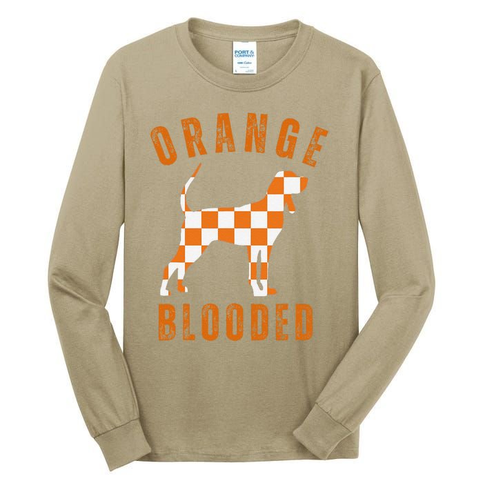 Vintage Orange Blooded Tennessee Dog Lover Tn Outfit Tall Long Sleeve T-Shirt