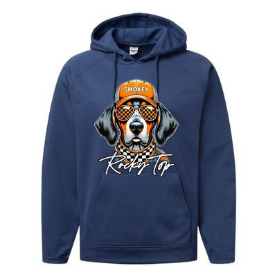 Vintage Orange Blooded Tennessee Dog Lover Performance Fleece Hoodie