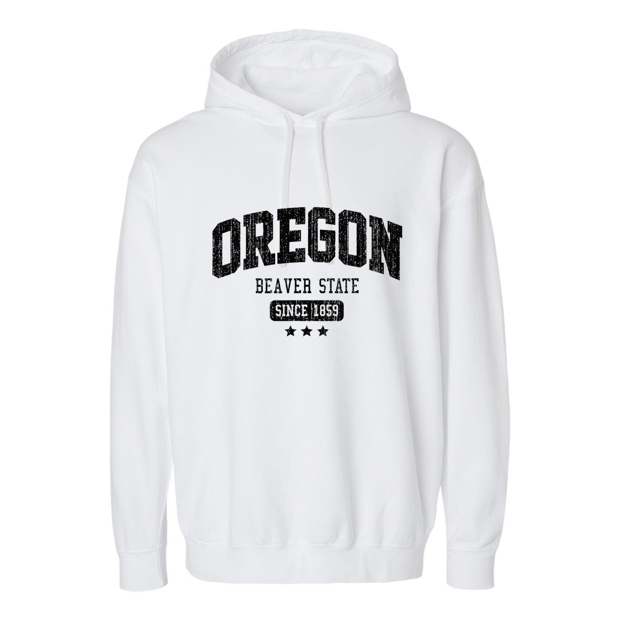 Vintage Oregon Beaver State Athletic Black Rough Garment-Dyed Fleece Hoodie