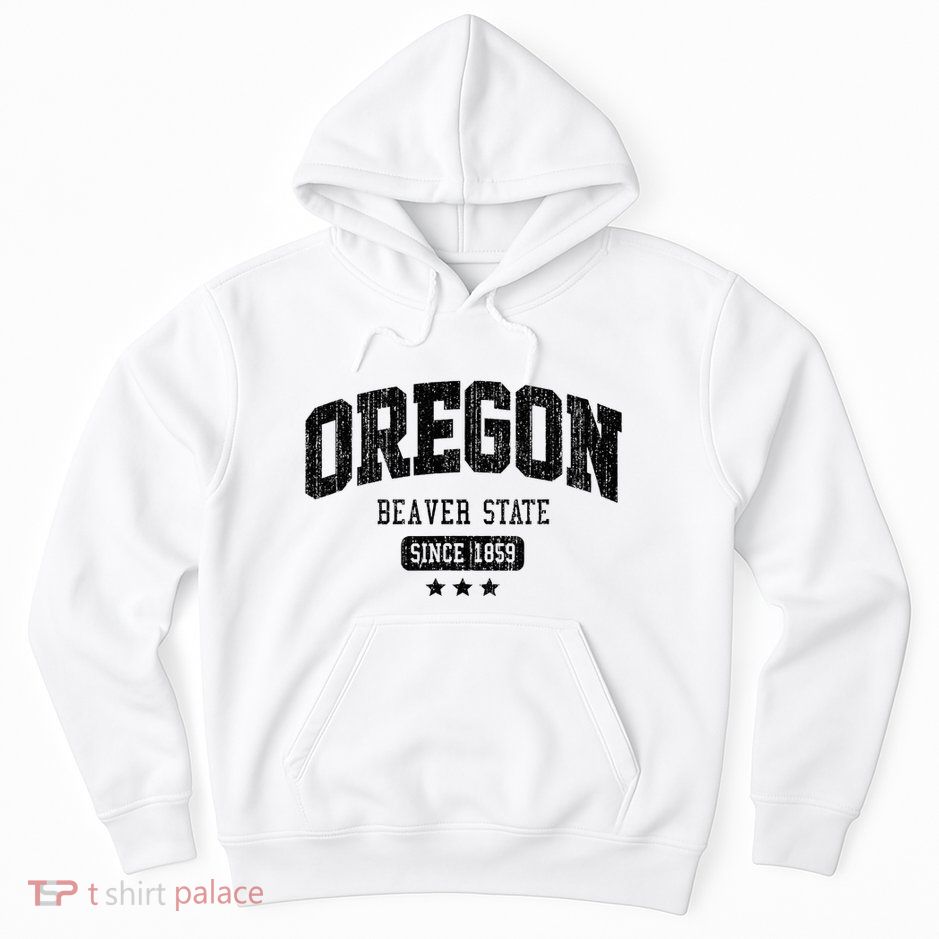 Vintage Oregon Beaver State Athletic Black Rough Hoodie