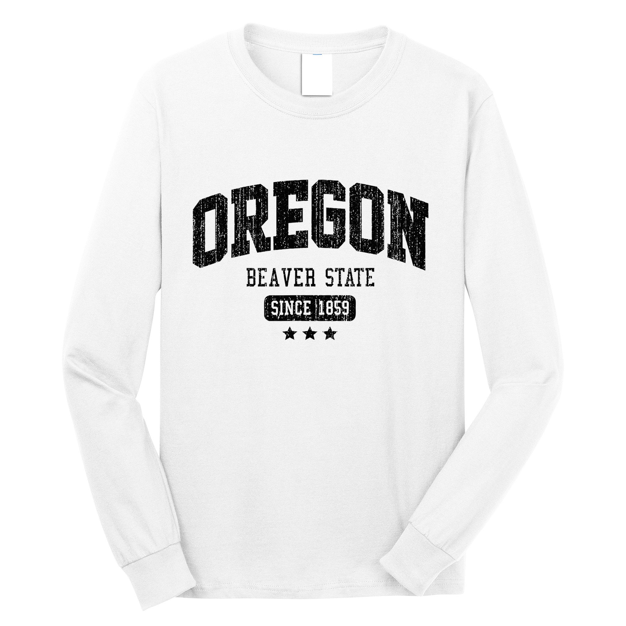 Vintage Oregon Beaver State Athletic Black Rough Long Sleeve Shirt