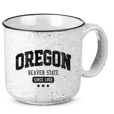Vintage Oregon Beaver State Athletic Black Rough 15oz Campfire Ceramic Mug